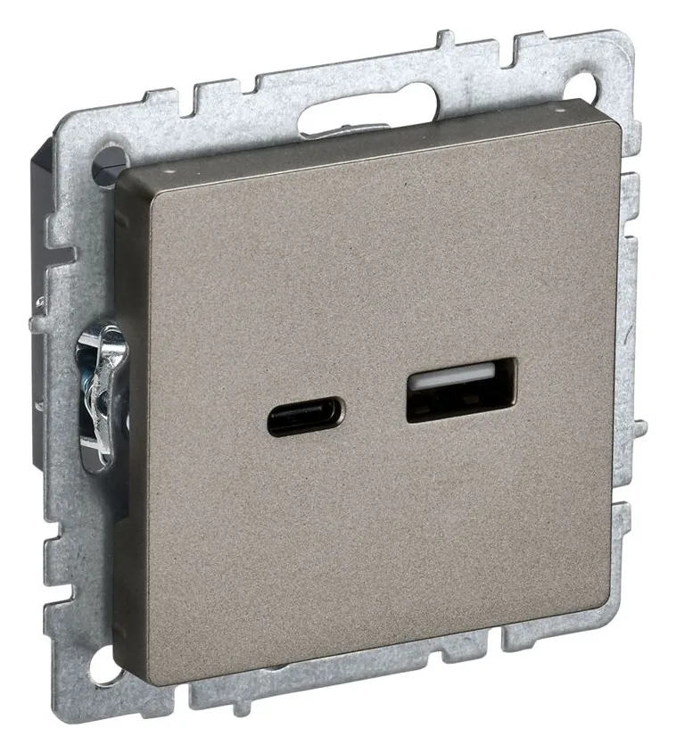 Розетка BRITE USB A+C 18Вт РЮ11-1-БрШ механизм шампань IEK BR-U22-018-K37
