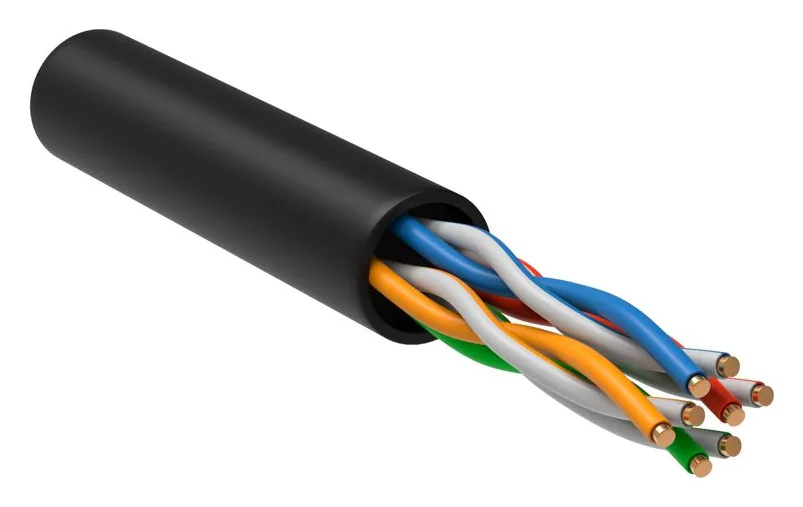 Кабель витая пара U/UTP кат.5E 4х2х24AWG solid CU LDPE Outdoor черн. (м) GENERICA BC3-C5E04-139-305-G