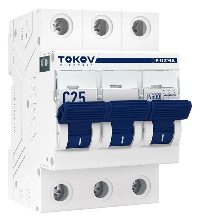 Выключатель автоматический модульный 3п C 25А 4.5кА PRIZMA TOKOV ELECTRIC TKE-PZ45-MCBI-3-25-C