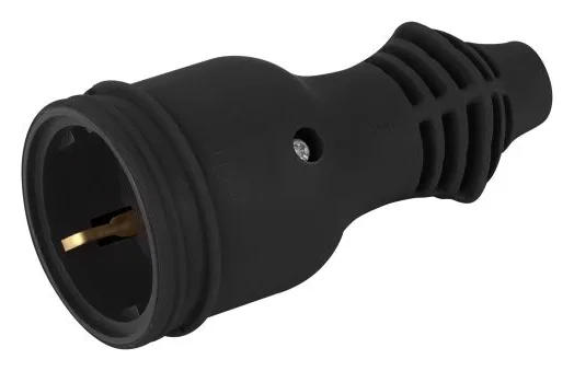 Розетка RX11-B-IP44 16А IP44 прямая с заземл. каучук черн. ЭРА Б0069325