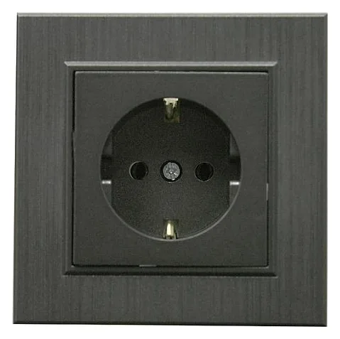 Розетка 1-м Karea LINE STAR с заземл. дым. металлик Makel 86050028