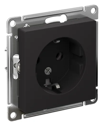 Розетка 1-м СП AtlasDesign 16А IP20 с заземл. механизм карбон SE ATN001043