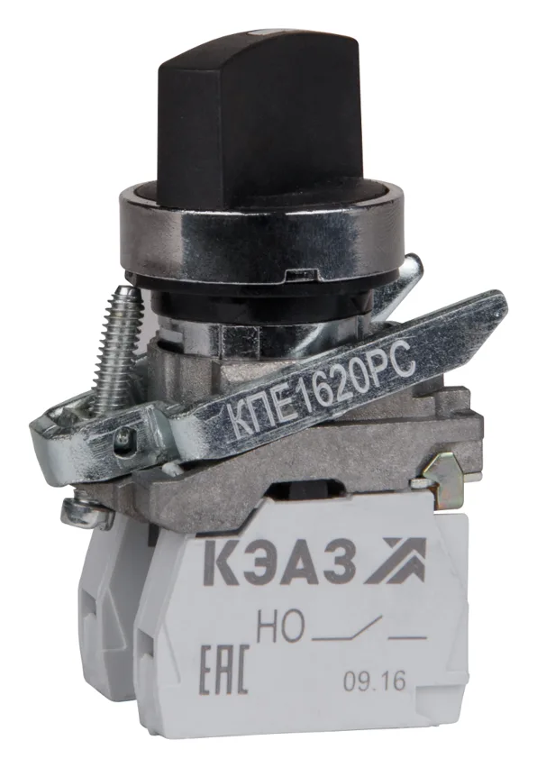 Переключатель КПЕ1620РС 2но+0нз ручка фикс 2поз IP65черн. КЭАЗ 248265