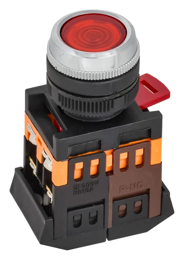 Кнопка ABLFS-22 d22мм 1НО+1НЗ 240В неон красн. GENERICA BBT30-ABLFS-K04