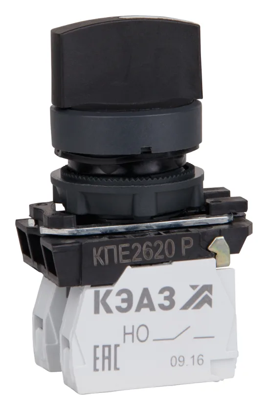 Переключатель КПЕ2620Р 2но+0нз ручка фикс 3поз IP65черн. КЭАЗ 248267