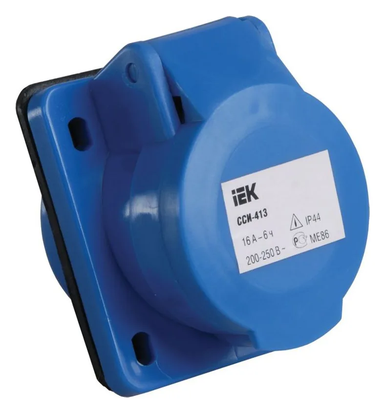 Розетка встраиваемая 16А 2P+E 220В IP44 ССИ-413 IEK PSR41-016-3