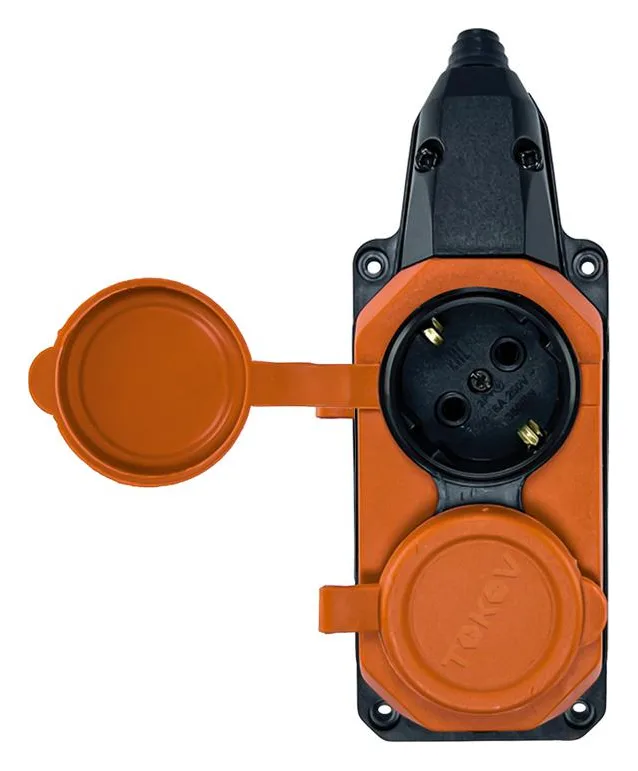 Колодка удлинителя 2-м с заземл. 16А IP44 каучук оранж. TOKOV TKE-C10-KK2-Z