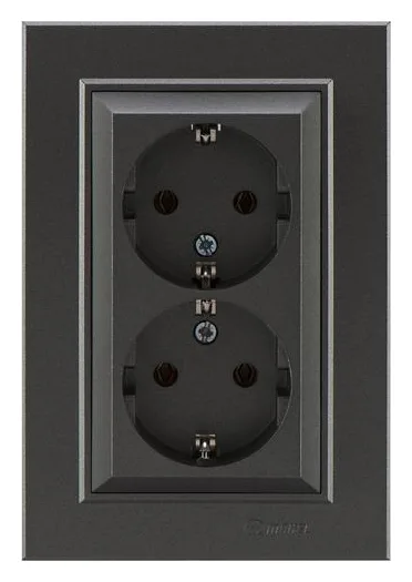 Розетка 2-м СП Karea 16А IP20 с/з дым. металлик Makel 56050082