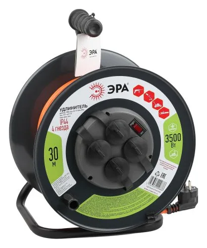 Удлинитель на метал. катушке 4х30м с заземл. 16А IP44 RMx-4es-3х1.5-30m-IP44 ПВС 3х1.5 Эра Б0046850