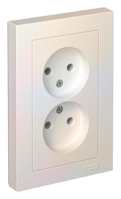 Розетка 2-м СП AtlasDesign 16А IP20 без заземл. в сборе жемчуж. SE ATN000420