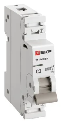 Выключатель автоматический модульный 1п C 3А 6кА ВА 47-63N DC PROxima EKF M63DC613C