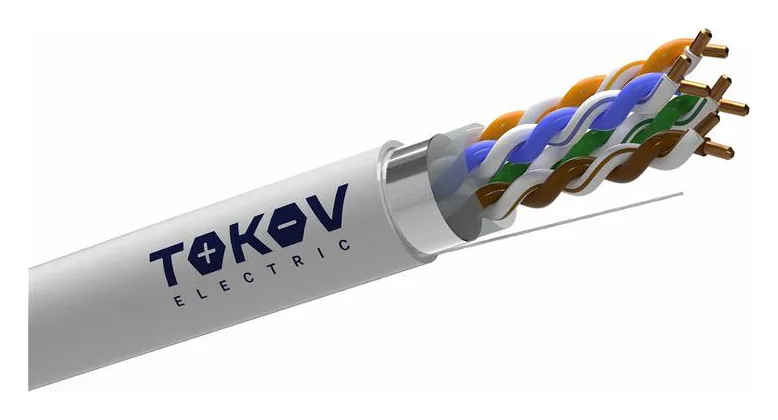 Кабель витая пара F/UTP 4х2х24AWG(0.51мм) кат.5E нг(А)-HF (LSZH) indoor Fluke tested 305м (м) PRO TOKOV ELECTRIC TKP-C06-F42-5E-305-LSZH