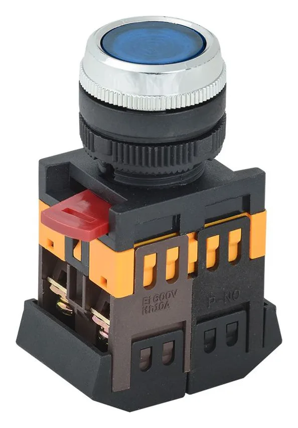 Кнопка ABLFS-22 d22мм 1НО+1НЗ 240В неон син. GENERICA BBT30-ABLFS-K07