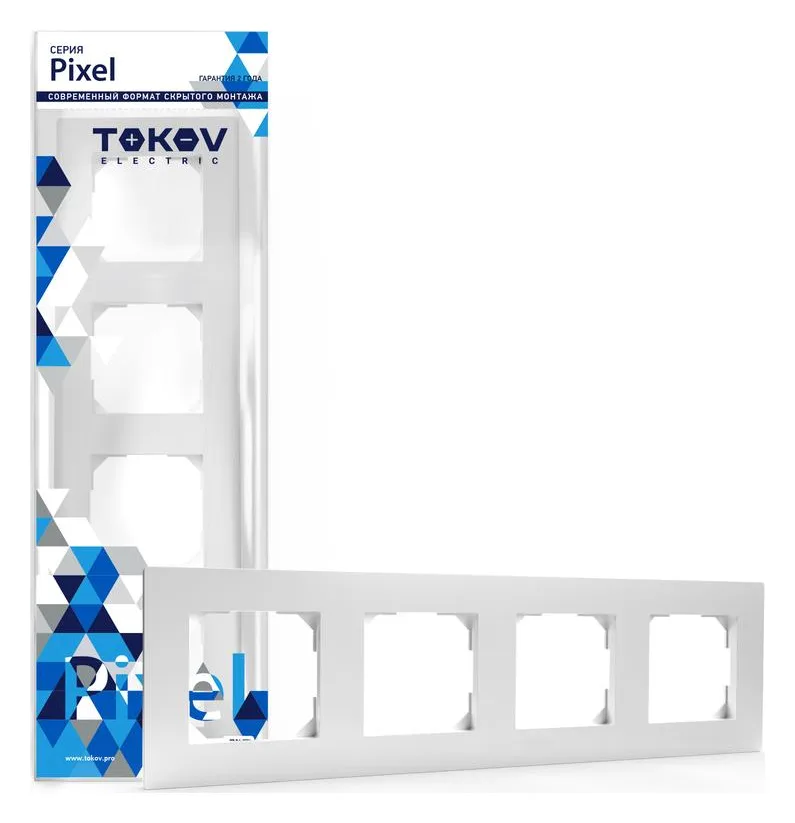 Рамка 4-м Pixel универс. бел. TOKOV ELECTRIC TKE-PX-RM4-C01