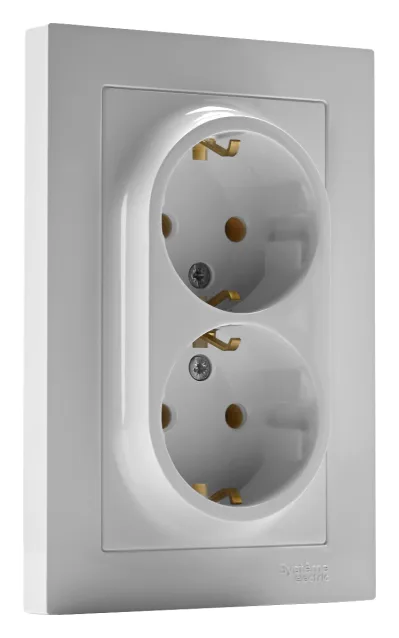 Розетка 2-м СП AtlasDesign 16А IP20 с заземл. в сборе бел. SE ATN000124