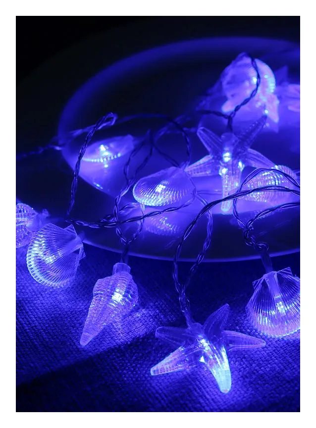 Гирлянда светодиодная "Морская" (ракушки звезды раковины) 20LED 2.9+0.3м акрил син. КОСМОС KOC_GIR-B113
