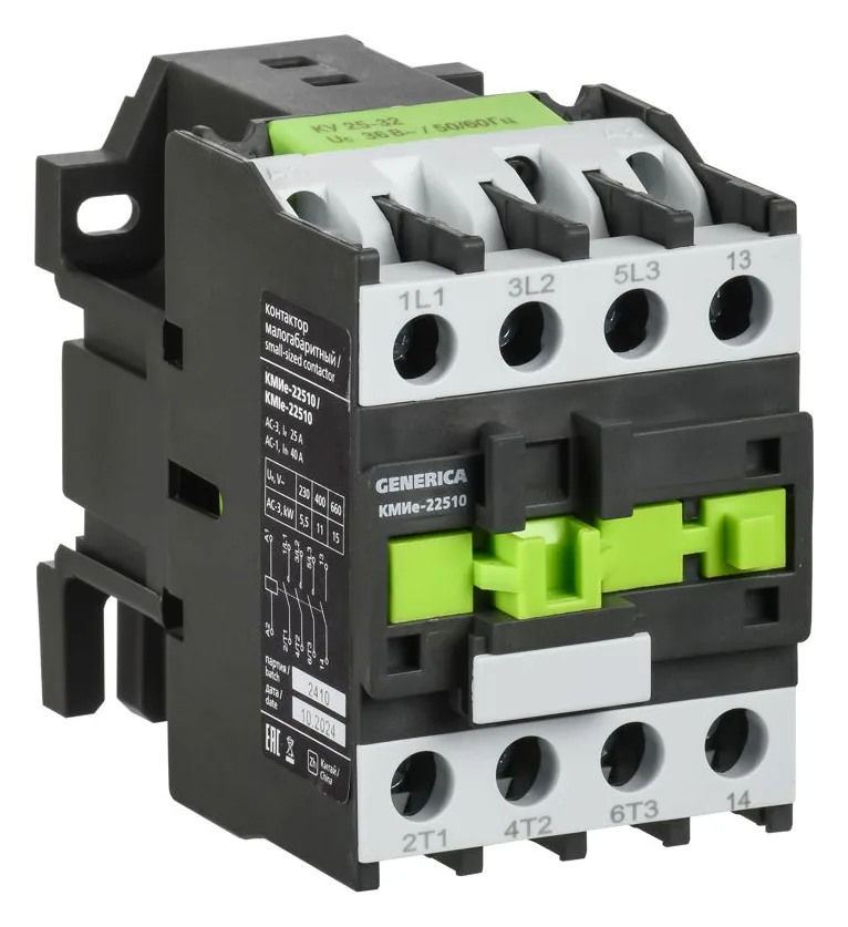 Контактор КМИе-22510 25А 400В/АС3 1НО GENERICA KKME21-025-400-10