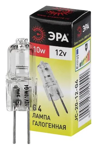 Лампа галогенная G4-JC-10W-12V ЭРА C0027367