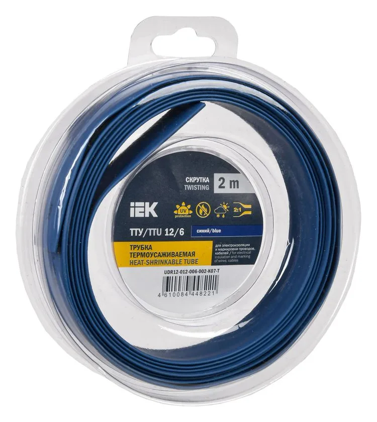 Трубка термоусадочная ТТУ нг-LS 12/6 син. (уп.2м) IEK UDR12-012-006-002-K07-T
