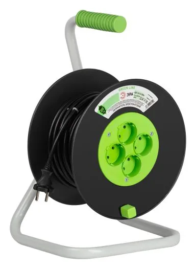 Удлинитель на пластик. катушке 4х20м без заземл. 16А IP20 GREEN LINE KAT-2x1.5-20m ПВС 2х1.5 Эра Б0065106