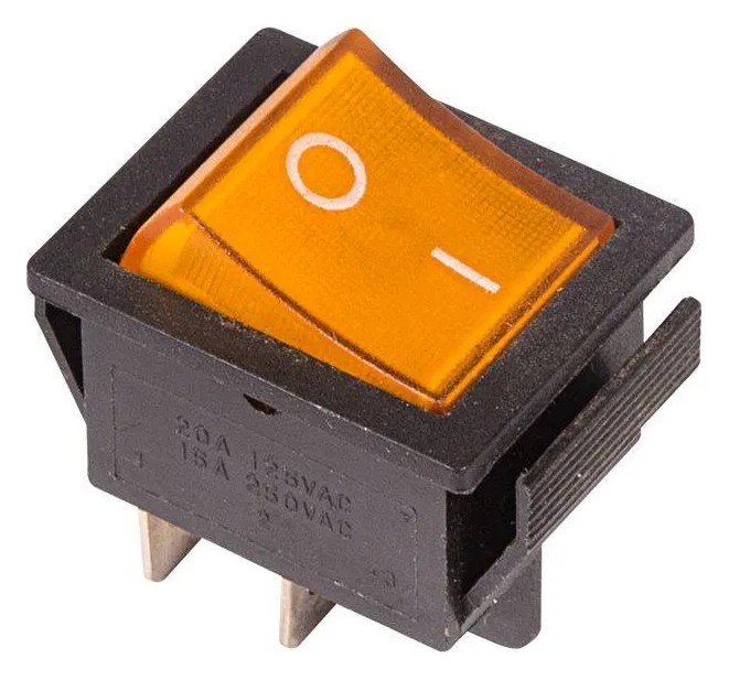 Выключатель клавишный 250В 16А (4с) ON-OFF желт. с подсветкой (RWB-502 SC-767 IRS-201-1) Rexant 36-2333