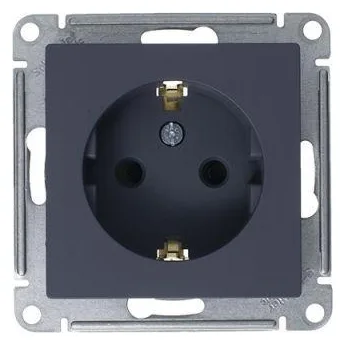Розетка 1-м СП AtlasDesign 16А IP20 с заземл. защ. шторки механизм грифель SE ATN000745