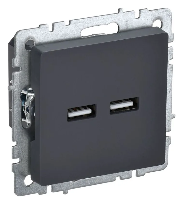 Розетка BRITE USB A+A 3.1А РЮ10-1-БрГ механизм графит IEK BR-U21-D31-K53