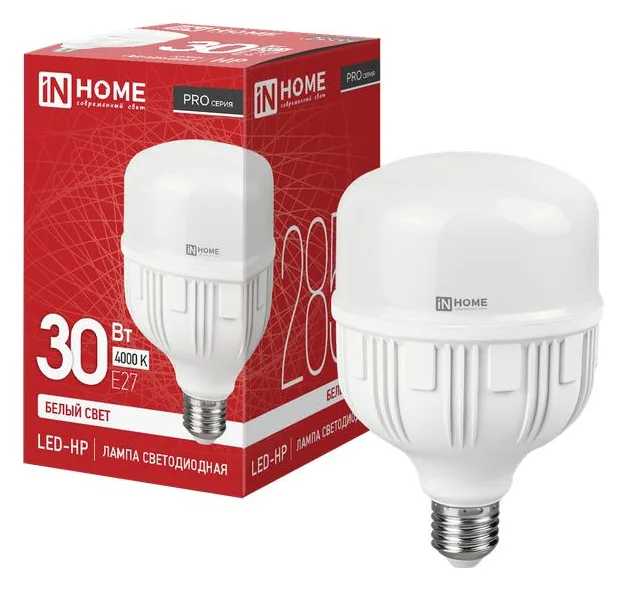 Лампа светодиодная высокомощная LED-HP-PRO 30Вт цилиндр 4000К нейтр. бел. E27 2850лм 230В IN HOME 4690612031071