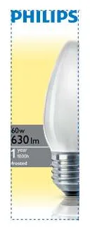 Лампа накаливания Stan 60Вт E27 230В B35 FR 1CT/10X10F Philips 921501644214