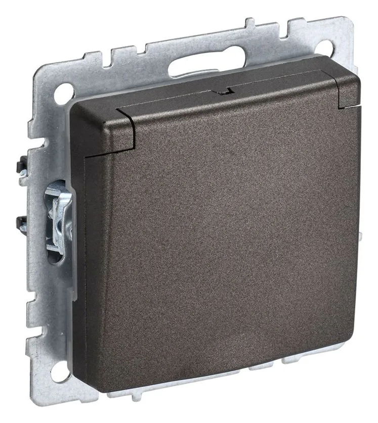 Розетка BRITE РСбш10-3-БрТБ 16А IP20 с заземл. защ. шторки с крышкой механизм бронза IEK BR-R16-16-K45