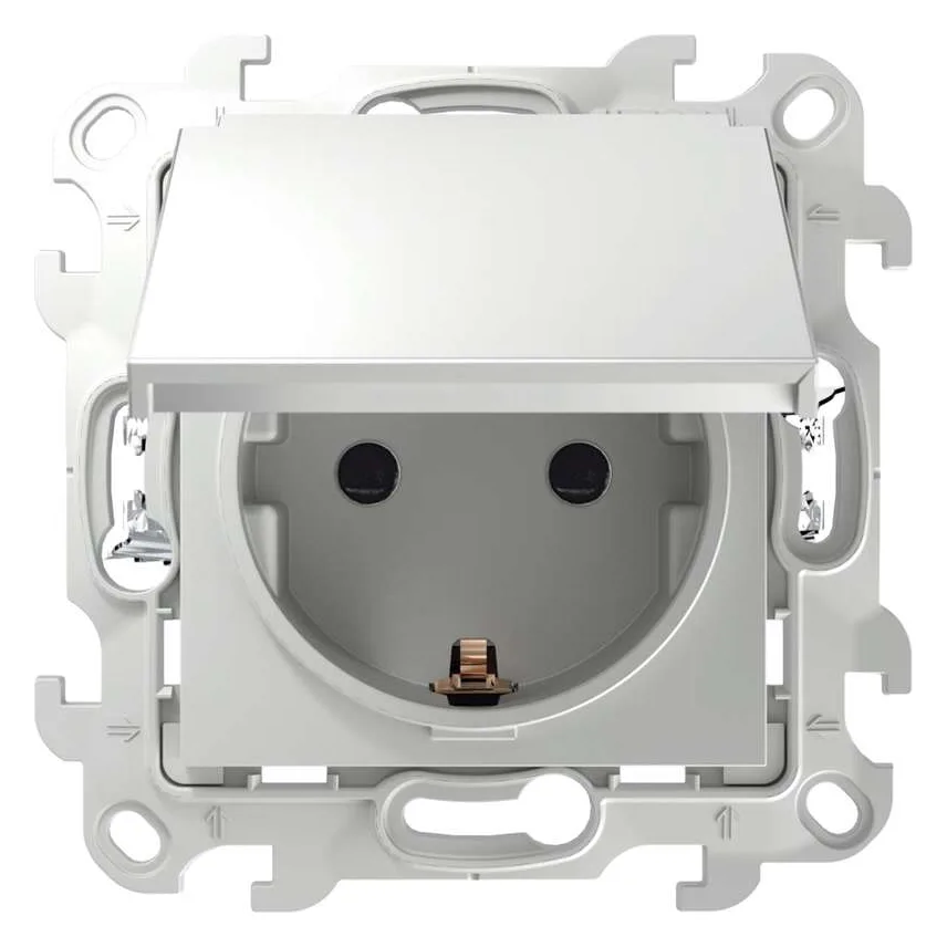 Розетка 1-м СП Simon 24 16А IP44 2P+E Push&Go механизм бел. Simon 2420448-030