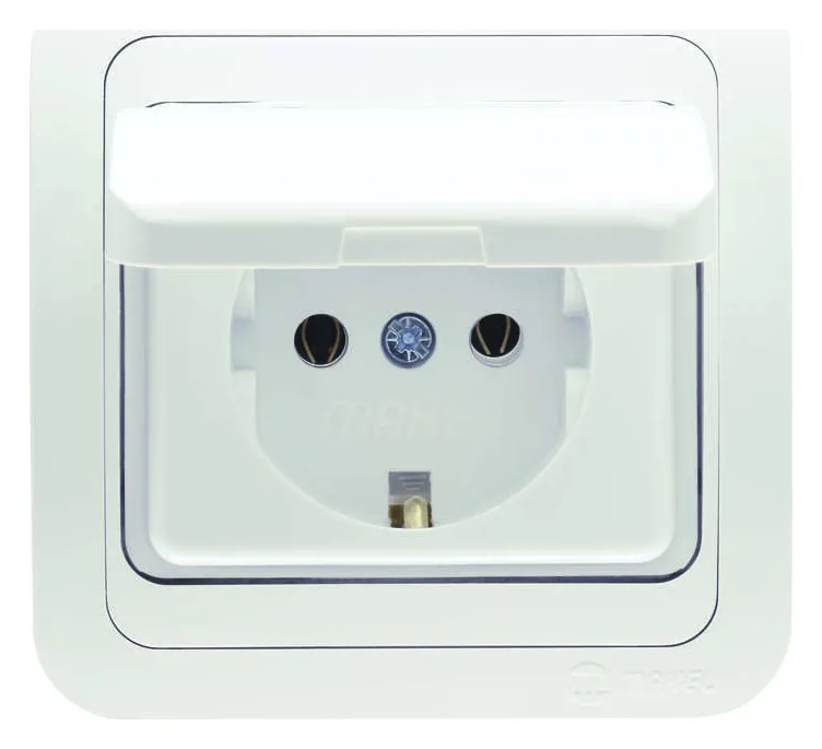 Розетка 1-м СП Mimoza 16А IP20 с крышкой бел./бел. Makel 12029