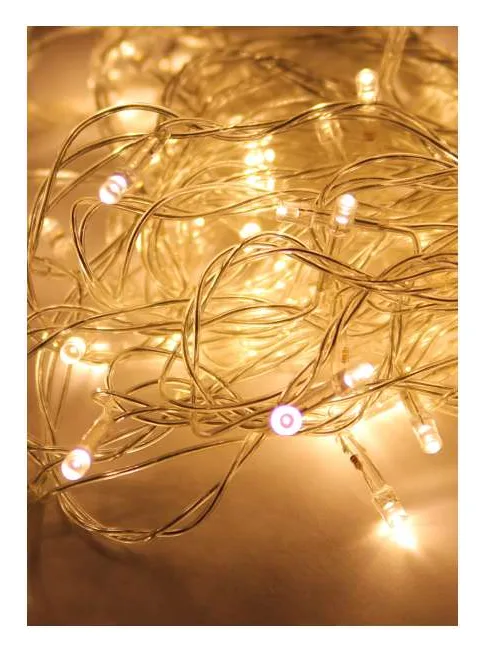 Гирлянда светодиодная 120LED бел. прозр. провод 12.8м (11.3+1.5) 8 режимов мигания IP20 тепл. бел. Космос KOC_GIR120LED_W