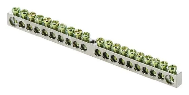 Шина PEN "ноль-земля" 6х9 20 отверст. цинк крепеж по центру PROxima EKF sn1-63-20
