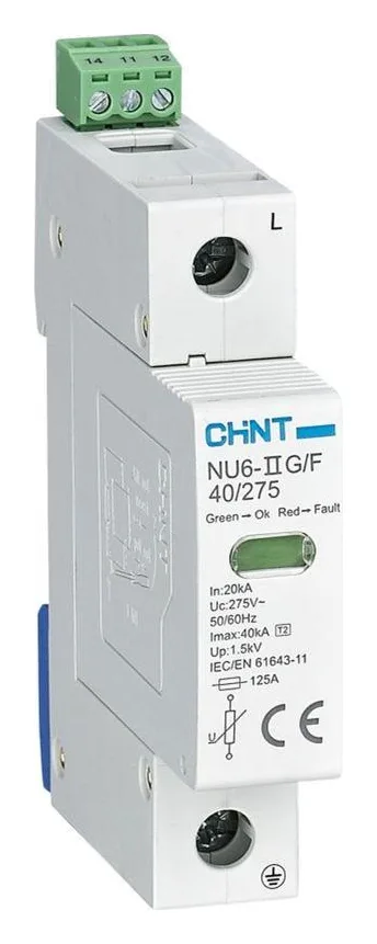 Ограничитель импульсных перенапряжений NU6-IIG 1п In=15кА Uc=440В Im=40кА (R) CHINT 252494