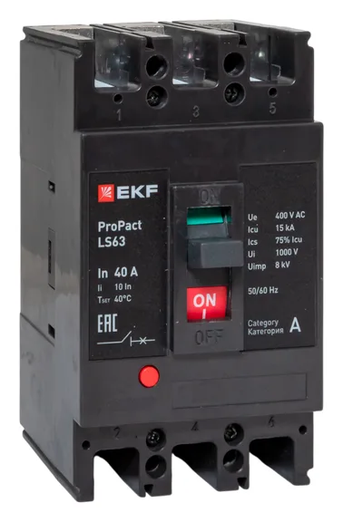 Выключатель автоматический 3п 40А 15кА LS63 ProPact EKF mccb-63-15-3-40-ls