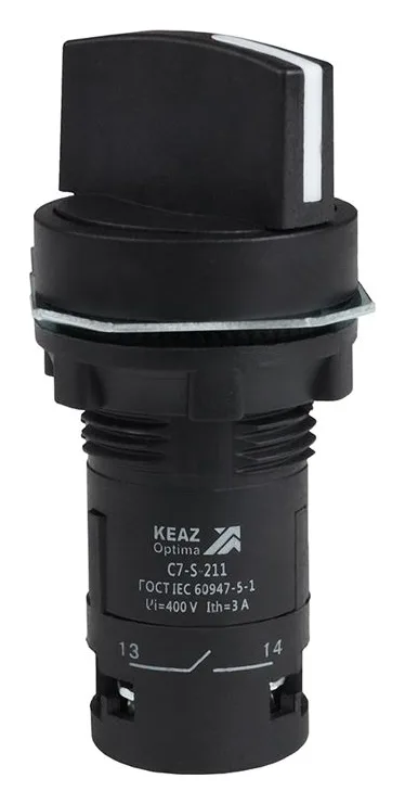 Переключатель 2 положения OptiSignal Compact D22 С7-S-211 черн. 1НО+1НЗ XB7ND25 КЭАЗ 362136