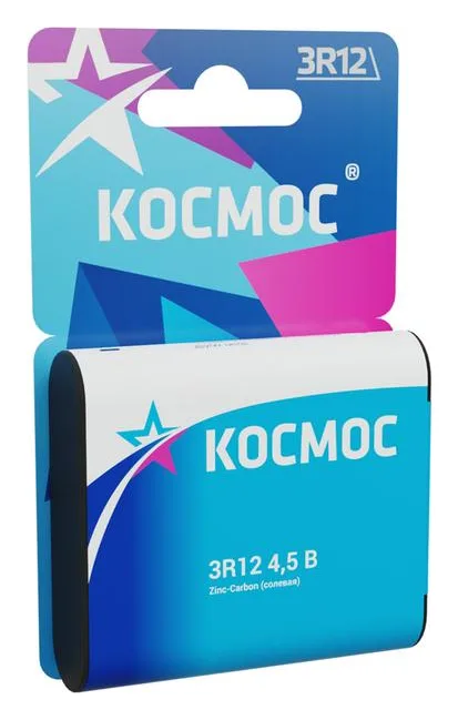 Элемент питания солевой "квадрат" 3R12 1BL (блист.1шт) Космос KOC3R121BL