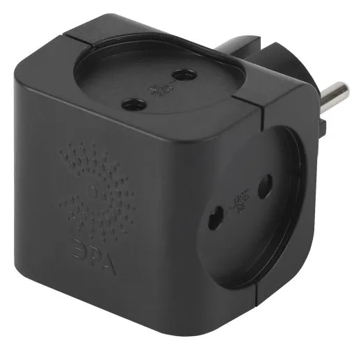Разветвитель 4-м без заземл. 16А IP20 SP-4-B черн. Эра Б0008207