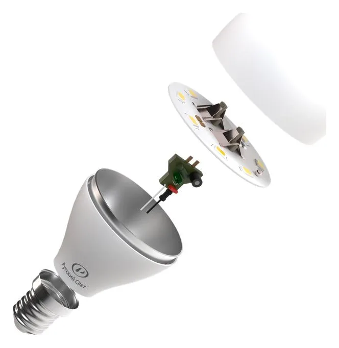Лампа светодиодная RS LED G45 E14 6W 220-240V 6Вт шар матовая 2700К тепл. бел. E14 600лм 220-240В Ra90 Русский Свет 15010445050