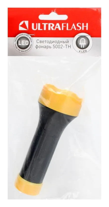 Фонарь 5002-ТН 4LED 1 режим 3хR03 черн. (блист.-пакет) Ultraflash 11785