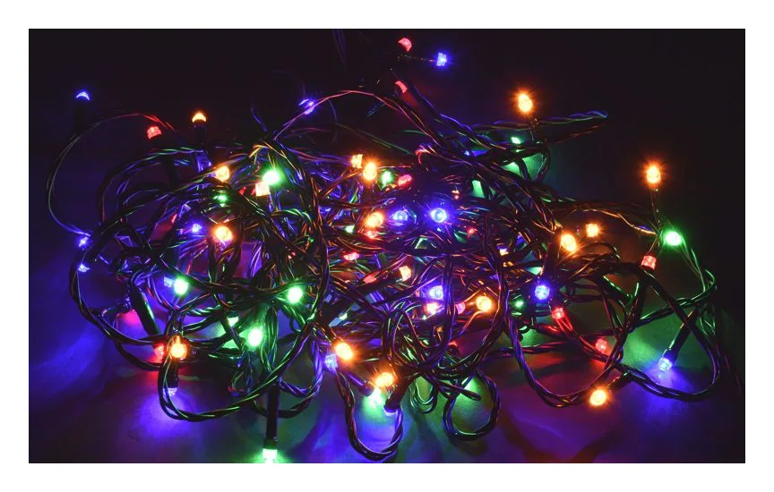 Гирлянда "Нить" 10м 100LED RGB IP20 провод зел. 230В с контроллером 8 режимов IEK LGDB110-3-100-10-G-S-20