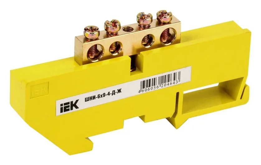 Шина PE "земля" на DIN-изол. ШНИ-6х9-4-Д-Ж IEK YNN10-69-4D-K05