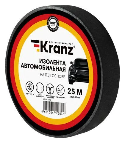 Изолента автомобильная полиэстер 0.17х19мм 25м Kranz KR-09-2916