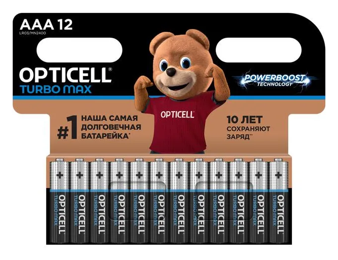 Элемент питания алкалиновый AAA/LR03 (блист. 12шт) Turbo Max Opticell 6053010