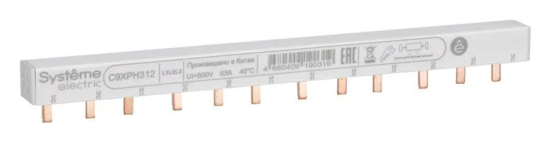 Шинка гребенчатая 3п (L1L2L3) 63А 12мод. 18мм SE C9XPH312