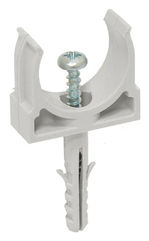 Держатель для труб (клипса) CT25 с защелкой и дюбелем IEK CTA10D-CT25-K41-100