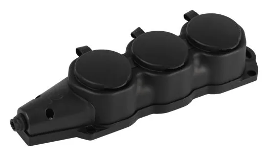 Колодка 3-м с заземл. 16A IP44 KX-3e-B-IP44 каучук. черн. Эра Б0068453