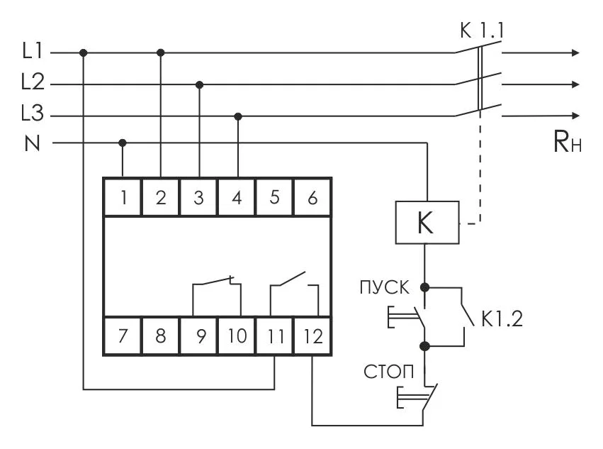 Реле напряжения CP-731 (трехфазный; микропроцессорный; контроль верхнего и нижнего значений напряжения; контроль асимметрии; чередования фаз; монтаж на DIN-рейке 35мм 3х400/230+N 2х8А 1Z 1R IP20) F&F EA04.009.005