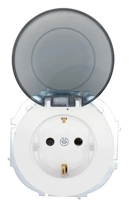 Розетка 1-м СП OSEN с заземл. с крышкой ПБТ бел. LEZARD 743-0288-123B